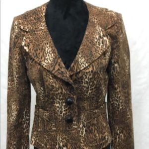 Maggie London Cheetah Print Fitted Jacket Sz 6